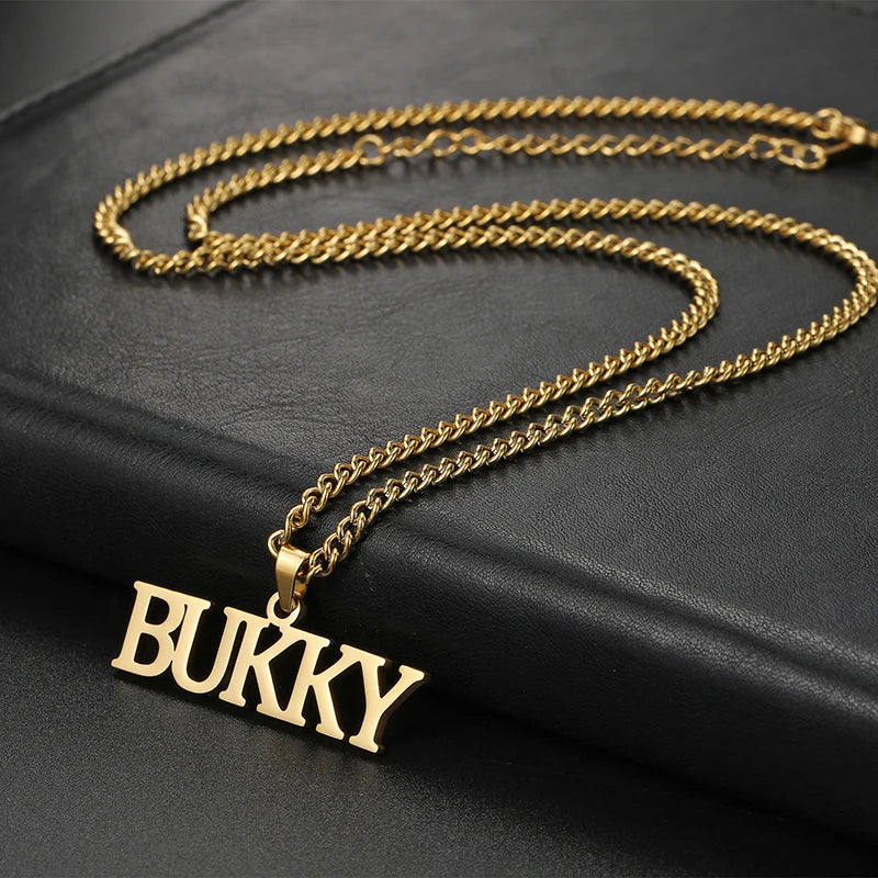 Customized Name Necklaces Pendants for Men Women Personalized Custom Gold 3mm Cuban Chain Stainless Steel Nameplate Jewelry