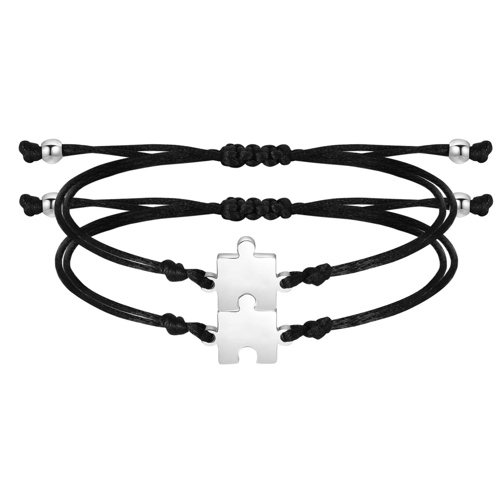 1-5PCS/Pack Customize Rope Jigsaw Bracelet for Women Men Engraving Friendship Sister Bracelets Mother Father Birthday Jewelry