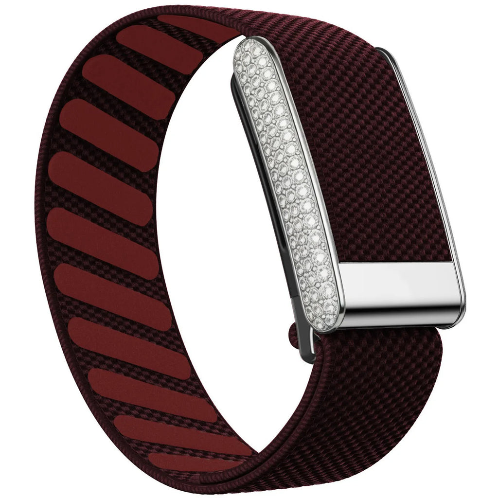 Whoop 5.0 Replacement Strap, Unique Bling Diamond Frame, Nylon Woven Elastic Sport Band with Metal Logo for ECG Fitness