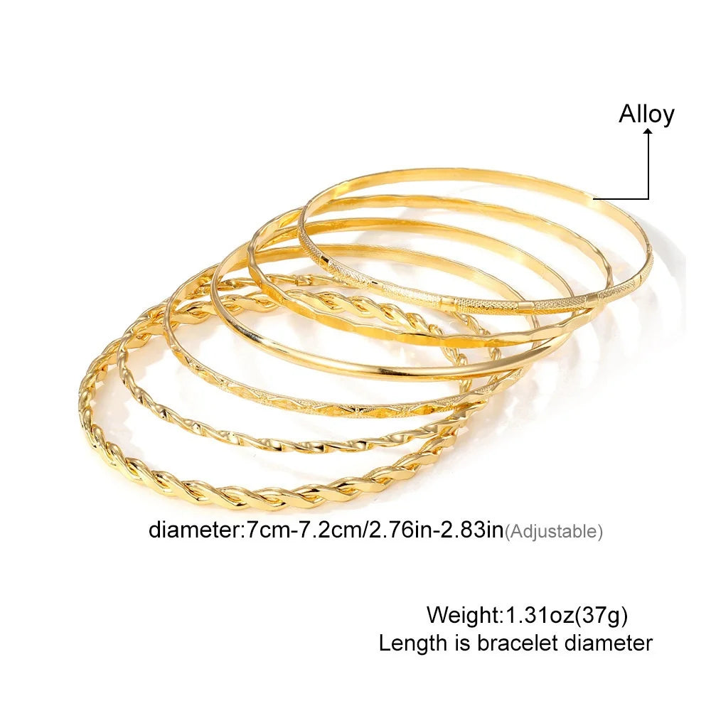 Gold Color Bracelet Set Boho Retro Thick Twist Cuban Chain Bracelet for Women 2026 Trendy Quality Jewelry Gifts Set