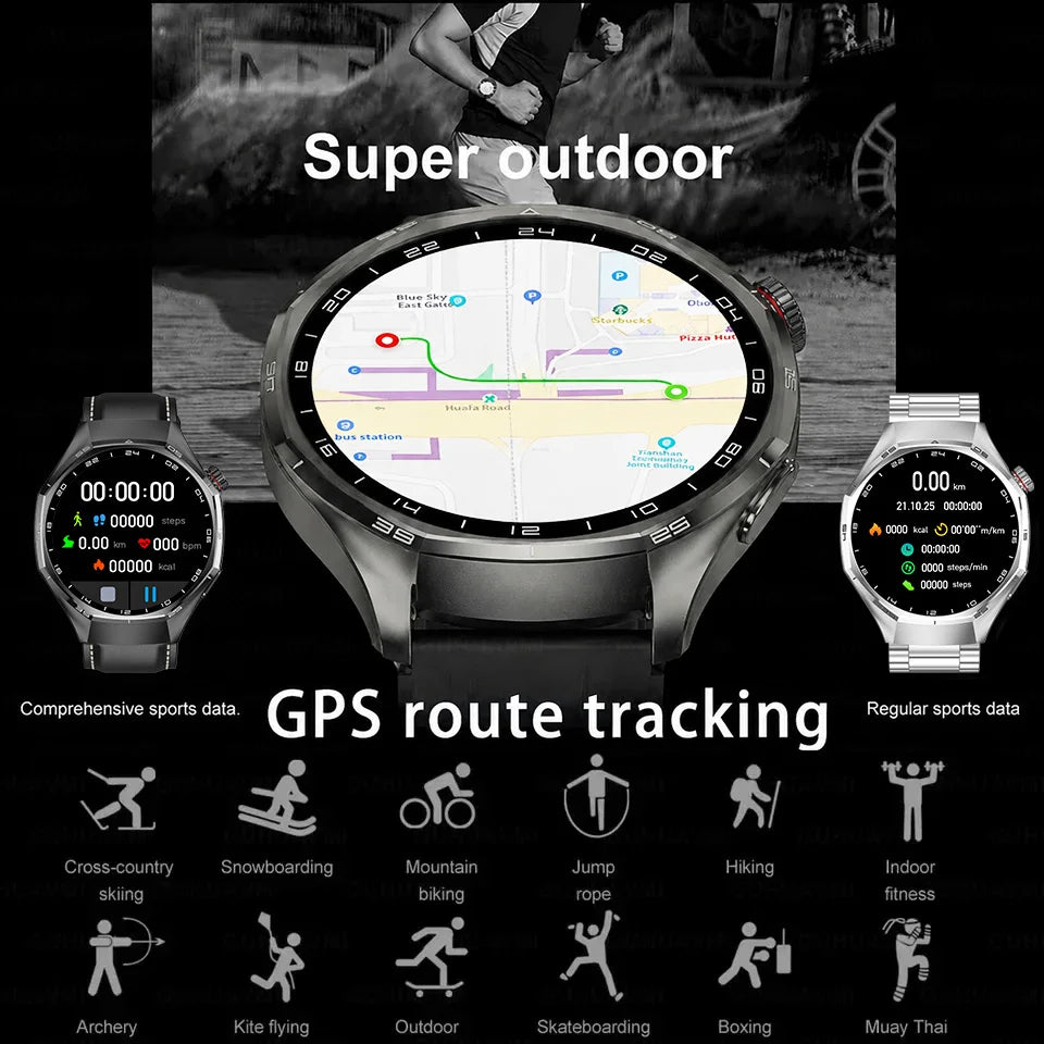 NEW GPS Outdoor fitness NFC Smart Watch 1.5 Inch AMOLED Screen Bluetooth Call IP67 Waterproof Man Smart Watches For Man 2026