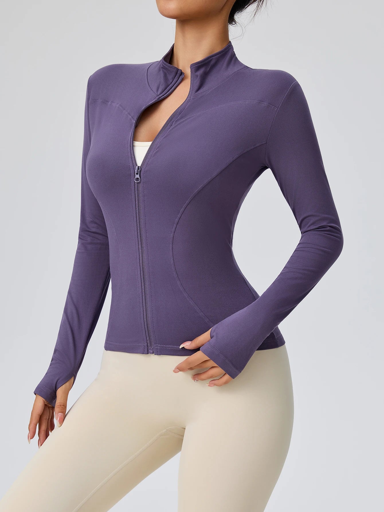 Fitness wear long-sleeved female Internet celebrity slimming stand-up collar sports jacket training clothes slimming running