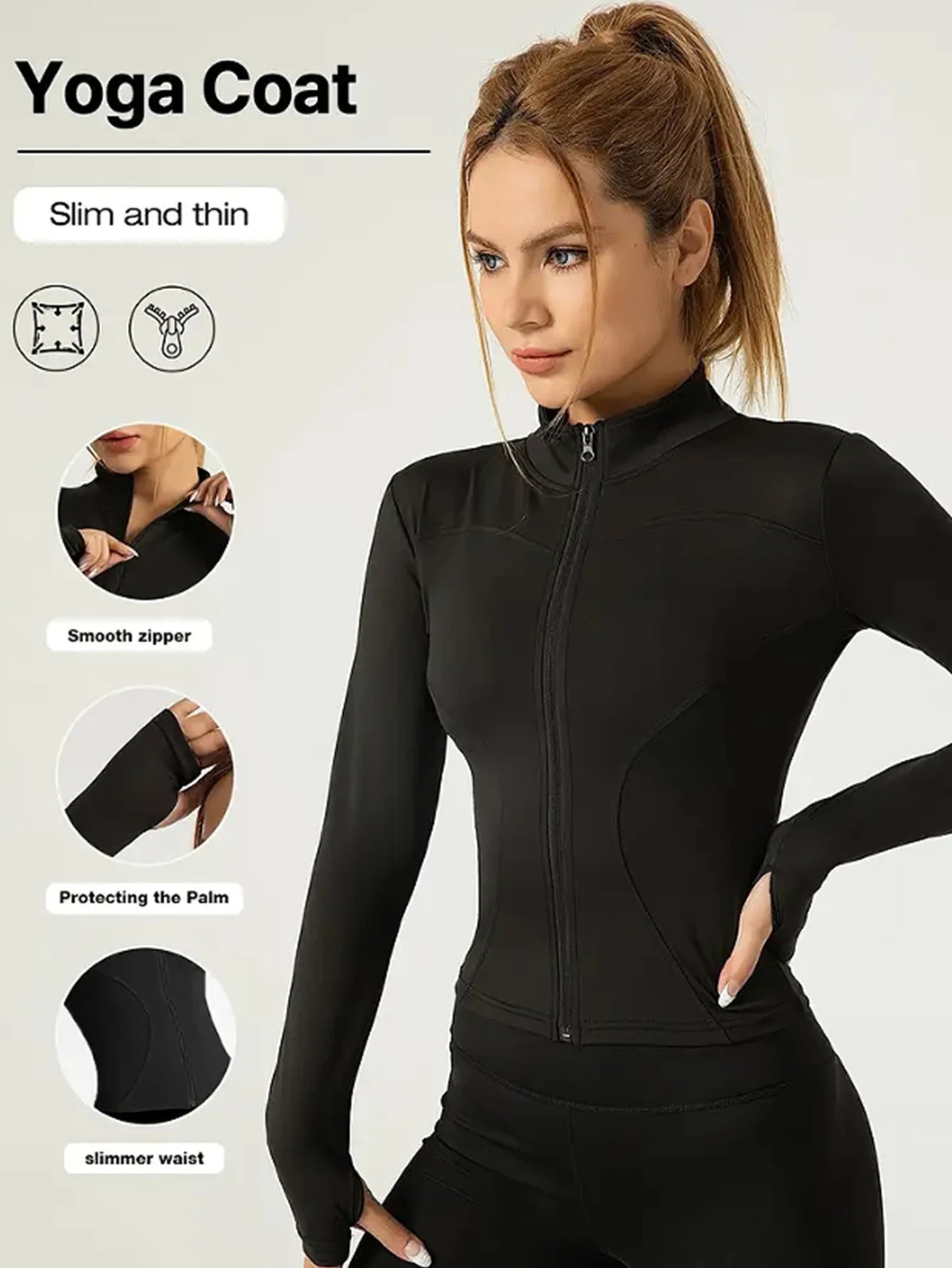 Fitness wear long-sleeved female Internet celebrity slimming stand-up collar sports jacket training clothes slimming running