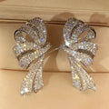 Huitan Aesthetic Women Bow Design Drop Earrings Full Shining CZ Elegant Wedding Engagement Accessories Trendy Jewelry for Party