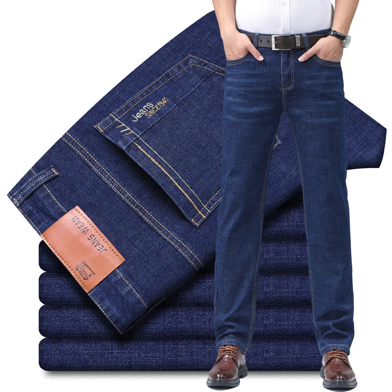 Men's Denim Jeans Thin Summer Straight Business Soft Fashion New High Quality Pants New Arrivals Dropship OL Work Trousers