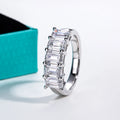 AnuJewel 0.6ct 3cttw Emerald Cut Moissanite Wedding Band Ring 925 Sterling Silver D Color Moissanites Promise Ring for Women