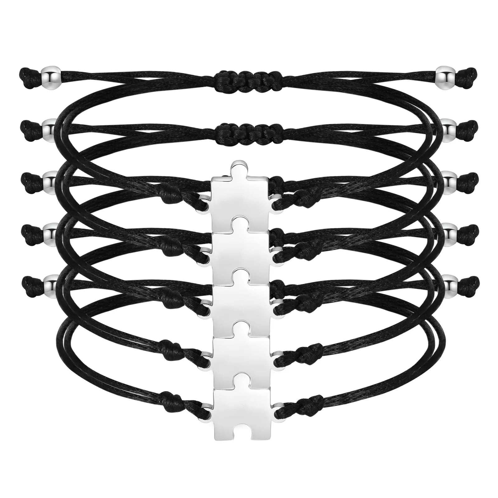 1-5PCS/Pack Customize Rope Jigsaw Bracelet for Women Men Engraving Friendship Sister Bracelets Mother Father Birthday Jewelry