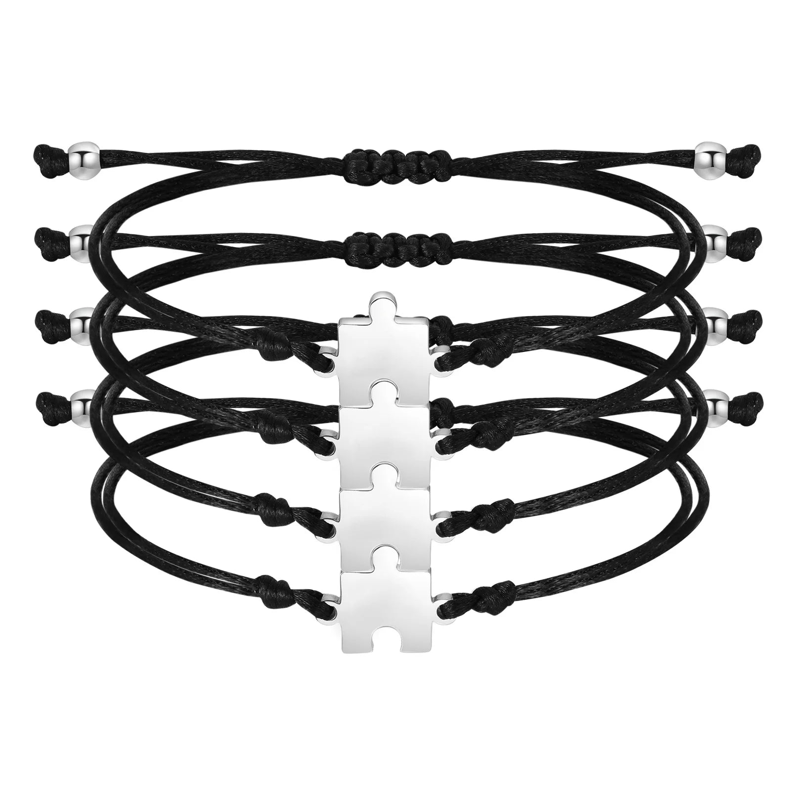 1-5PCS/Pack Customize Rope Jigsaw Bracelet for Women Men Engraving Friendship Sister Bracelets Mother Father Birthday Jewelry