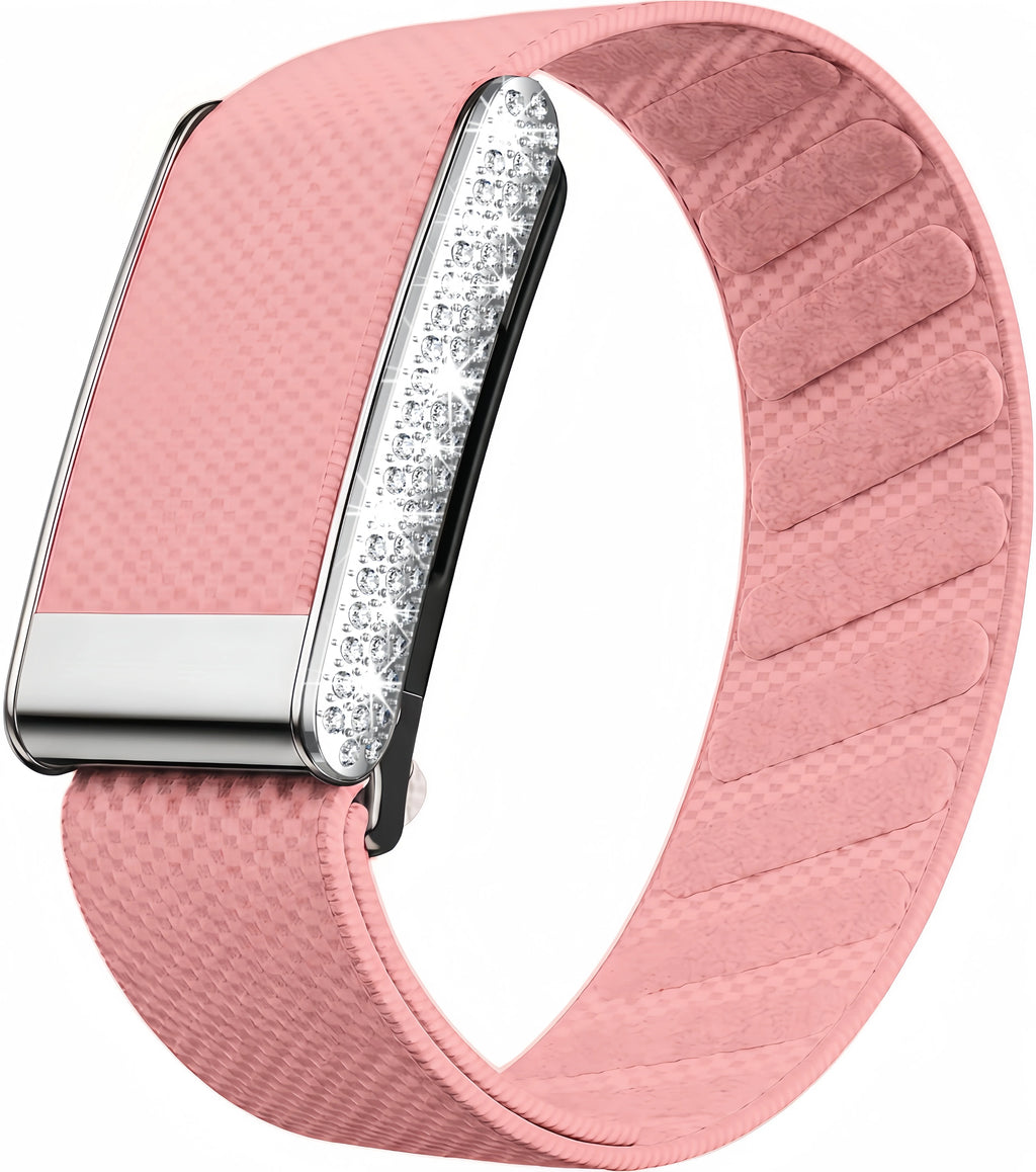 Whoop 5.0 Replacement Strap, Unique Bling Diamond Frame, Nylon Woven Elastic Sport Band with Metal Logo for ECG Fitness