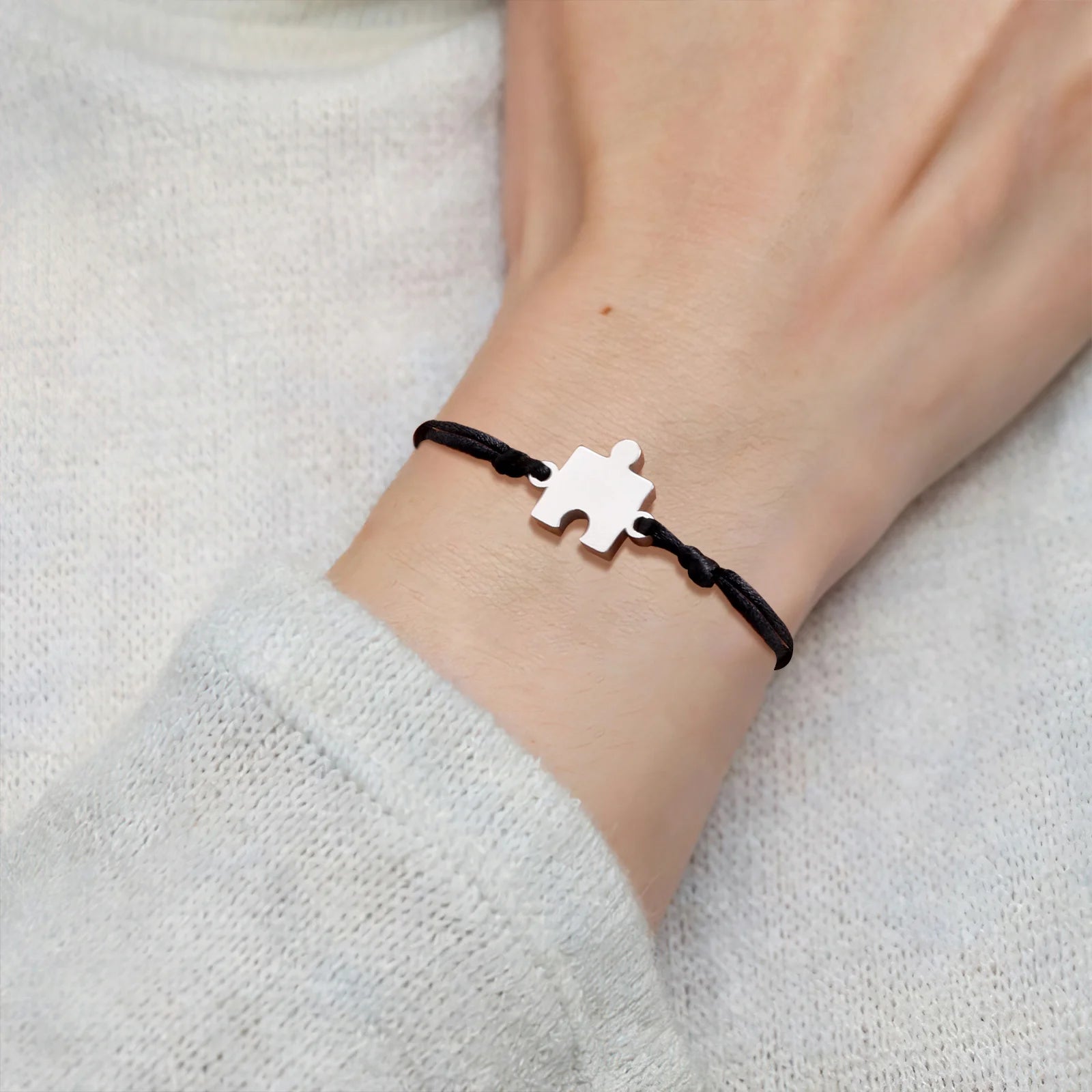 1-5PCS/Pack Customize Rope Jigsaw Bracelet for Women Men Engraving Friendship Sister Bracelets Mother Father Birthday Jewelry