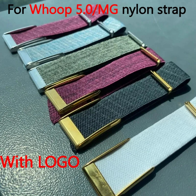 Whoop 5.0/MG Replacement Wristband New Model Waterproof Nylon Braided Sports Band Glossy Surface Metal U-Fit