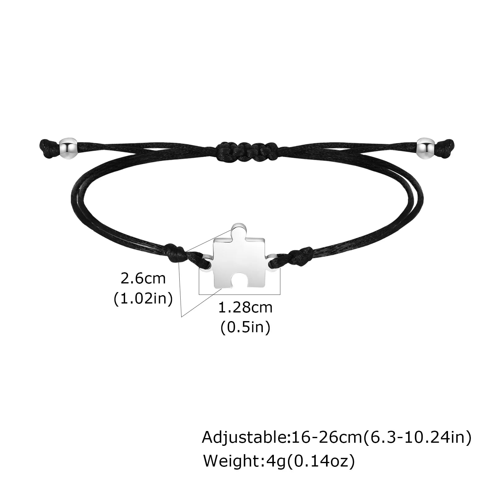 1-5PCS/Pack Customize Rope Jigsaw Bracelet for Women Men Engraving Friendship Sister Bracelets Mother Father Birthday Jewelry