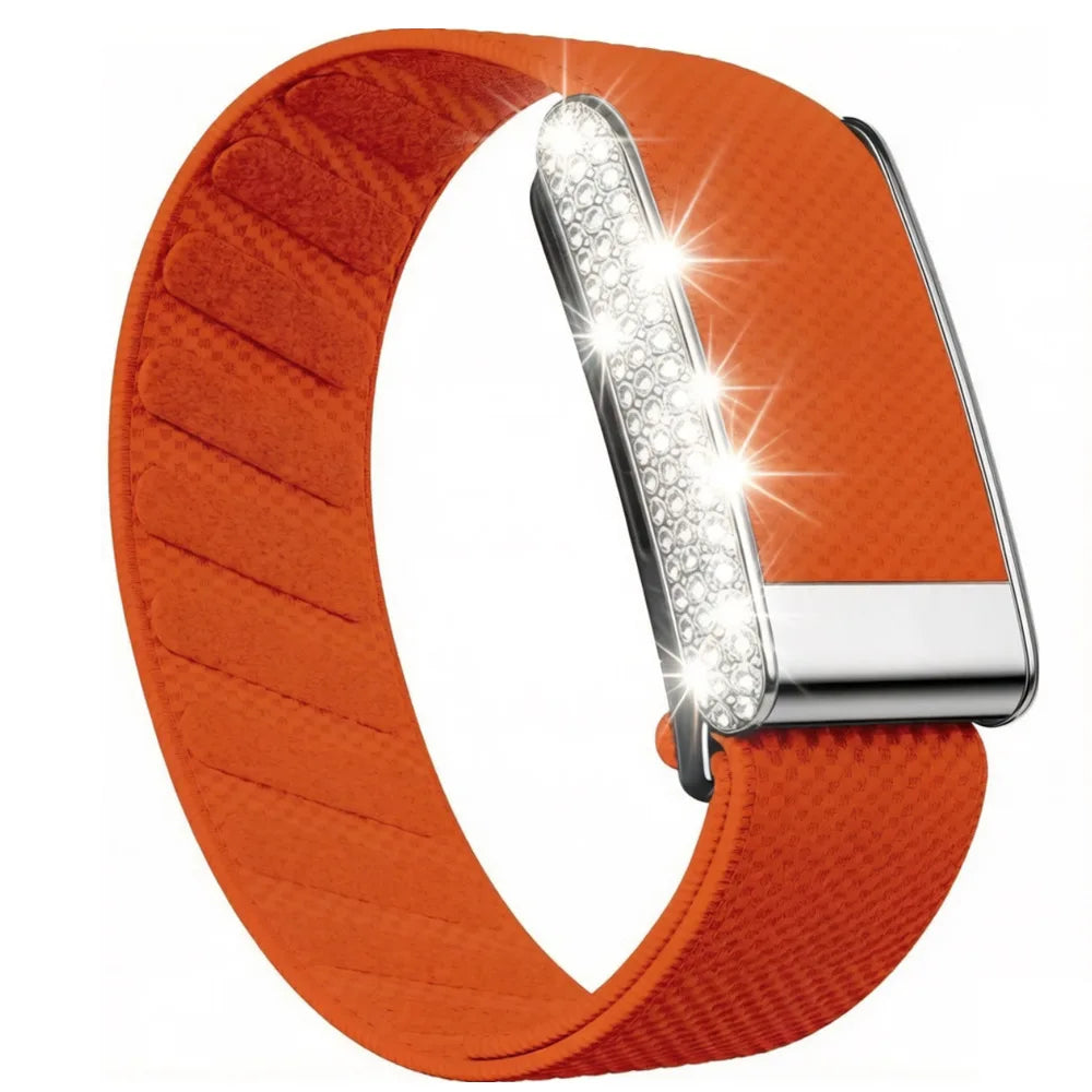 Whoop 5.0 Replacement Strap, Unique Bling Diamond Frame, Nylon Woven Elastic Sport Band with Metal Logo for ECG Fitness