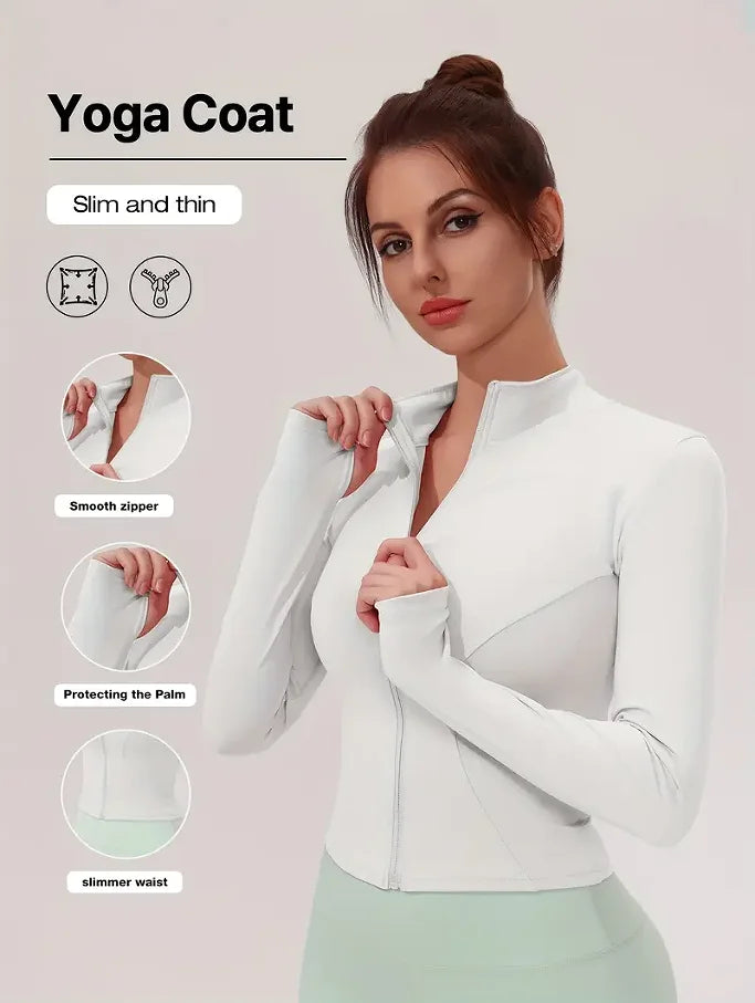 Fitness wear long-sleeved female Internet celebrity slimming stand-up collar sports jacket training clothes slimming running