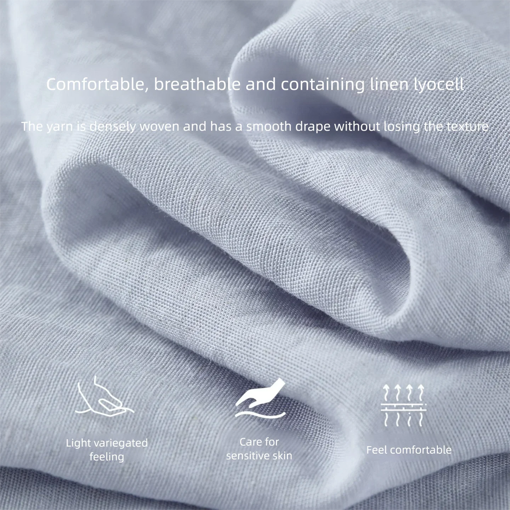SENTUBILA Women's Office Linen Matching Set 2026 Summer Tie Short Sleeve Blouse Boho Scarf Wide Leg Pant 2 Piece Set 162ZK6057Z