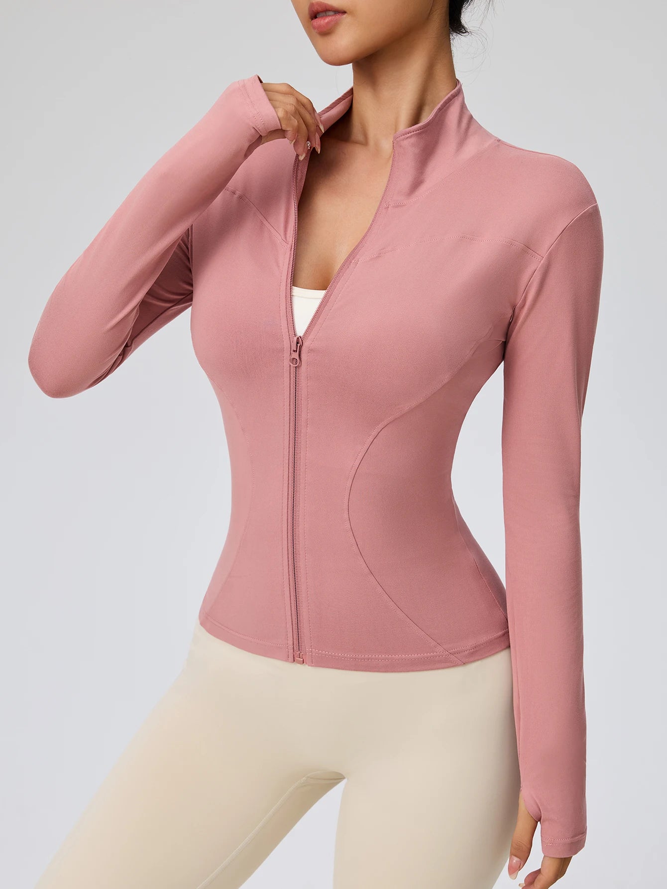 Fitness wear long-sleeved female Internet celebrity slimming stand-up collar sports jacket training clothes slimming running