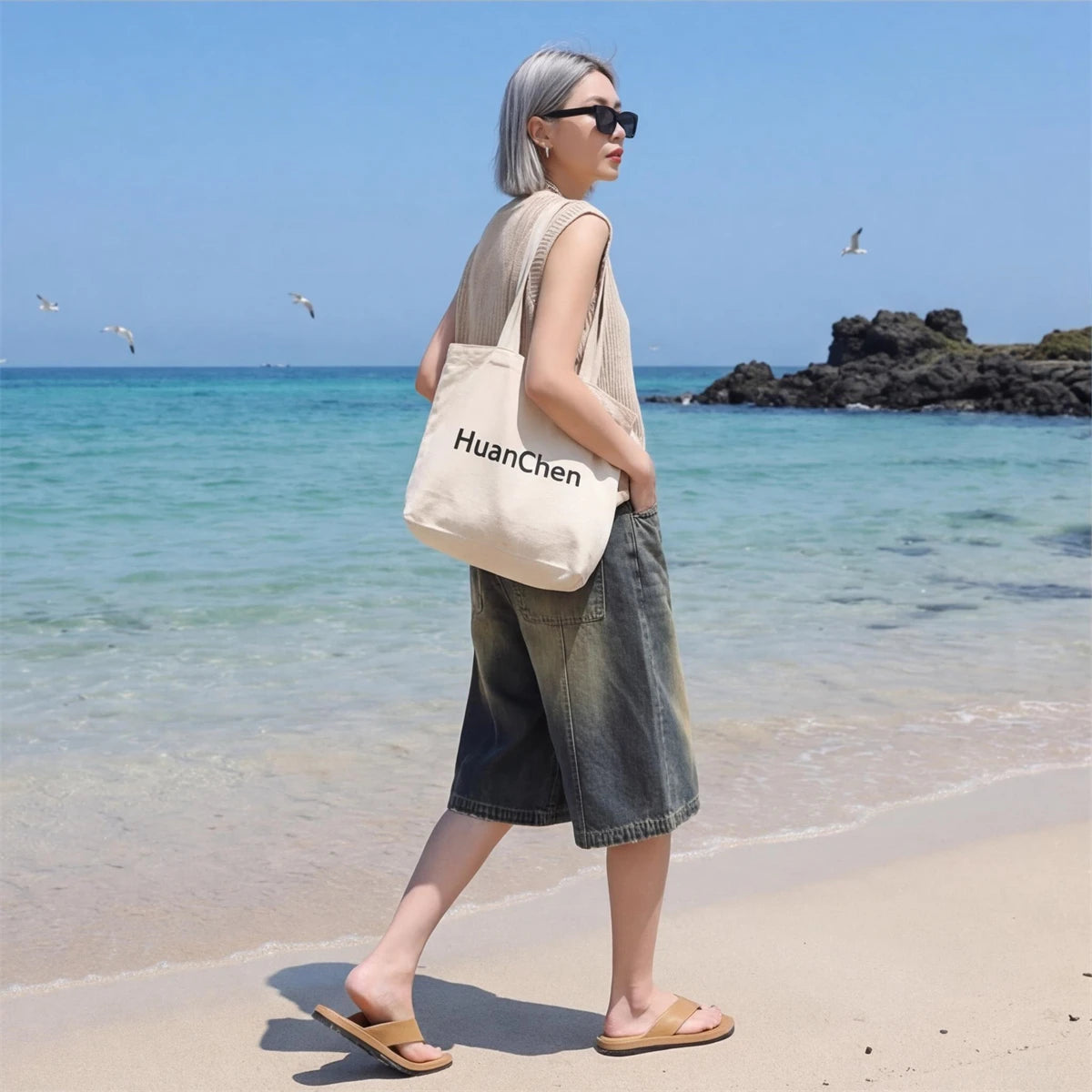 High Street Vintage Gradient Denim Shorts Loose Wide Leg Summer Casual Fashionable Versatile Must Have Shorts for Trendsetters