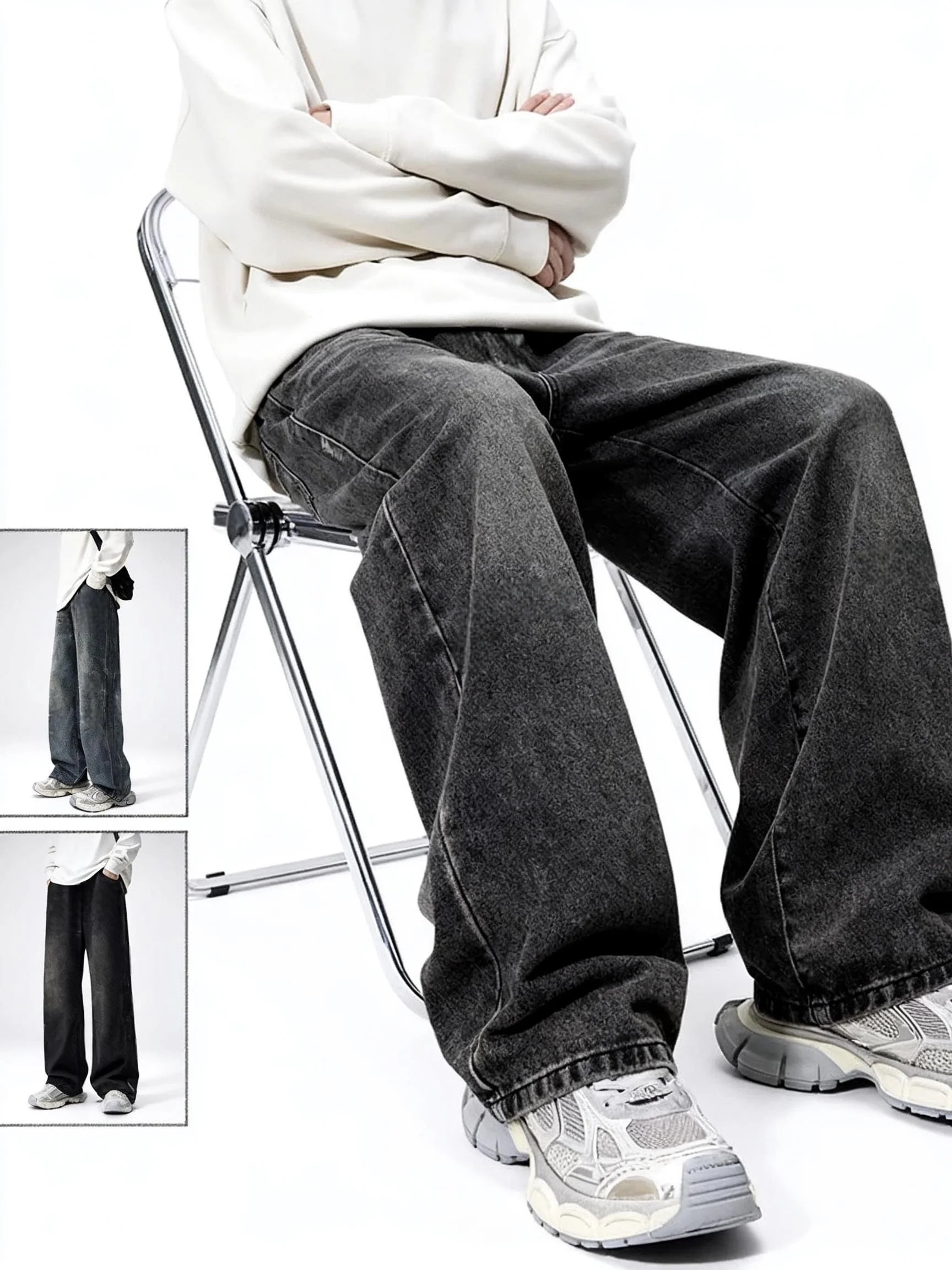 Men's Loose-fit Straight-leg Jeans  Durable and Washable Men's Denim Trousers for Men  Perfect Gift for Boyfriends and Husbands