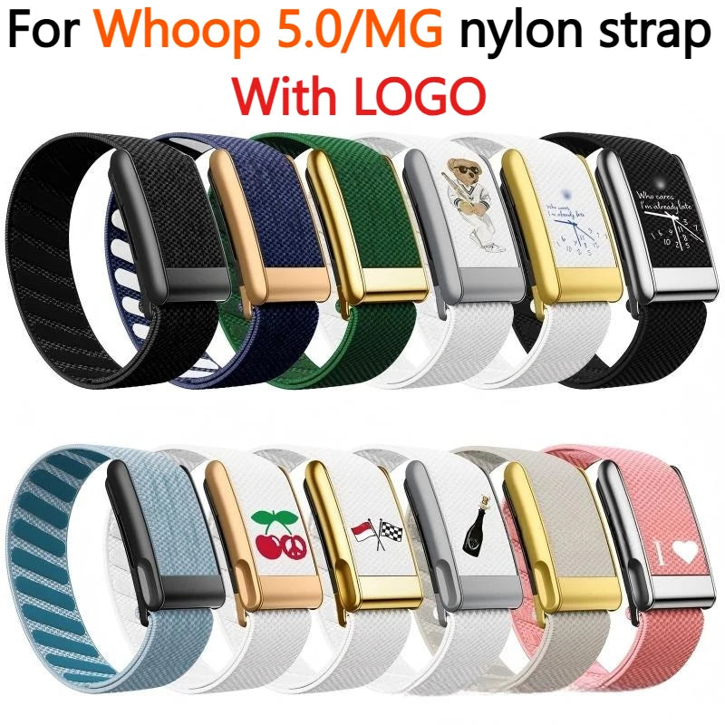 Whoop 5.0/MG Replacement Wristband New Model Waterproof Nylon Braided Sports Band Glossy Surface Metal U-Fit