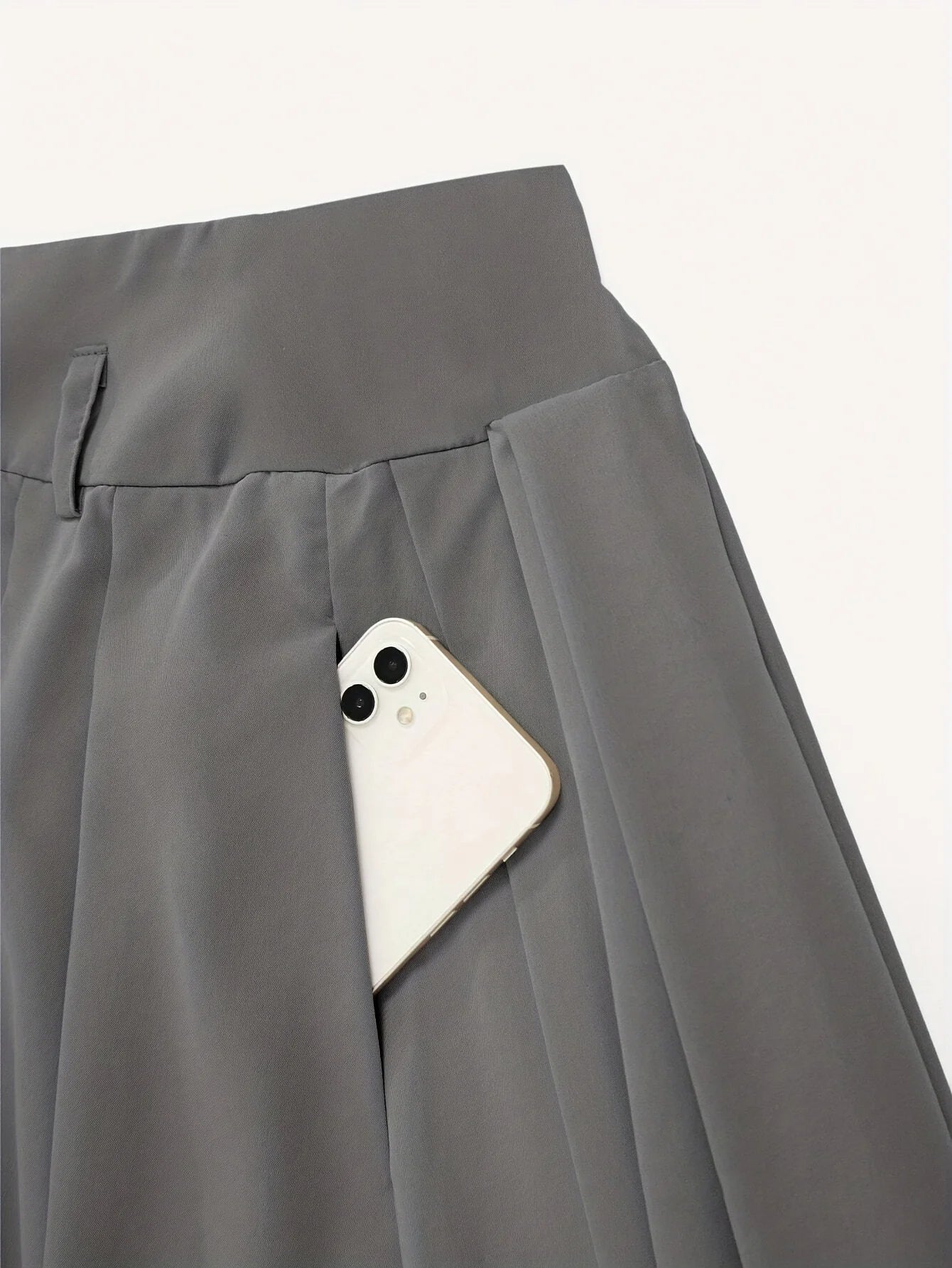 Ladies' Solid Color Versatile Decorative Belt, High Waist Long Pleated Skirt, High Waist Flared Skirt