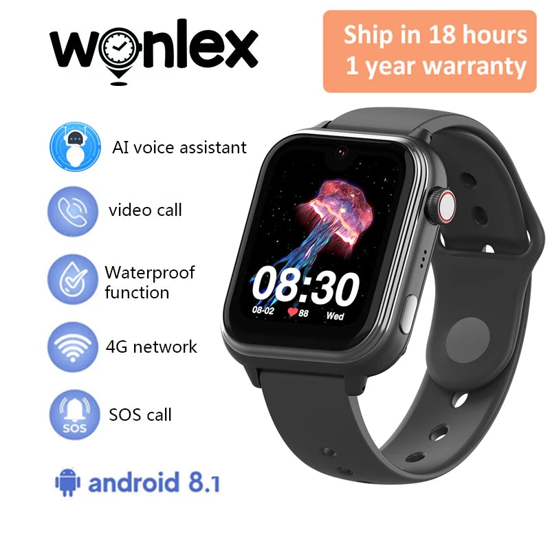 Wonlex KT37 Children Smart Watch 4G WiFi Position Tracker AI Voice Assistant GPS Watch Video Call SOS Game Kids Smart Watch 2025