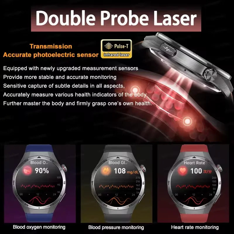 2026 New Health Check Care Smart Watch for Man ECG+PPG Accurate Uric Acid Blood Pressure Body Fat Fitness Waterproof Smart Watch