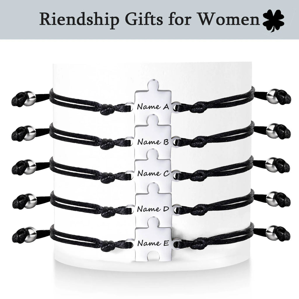 1-5PCS/Pack Customize Rope Jigsaw Bracelet for Women Men Engraving Friendship Sister Bracelets Mother Father Birthday Jewelry