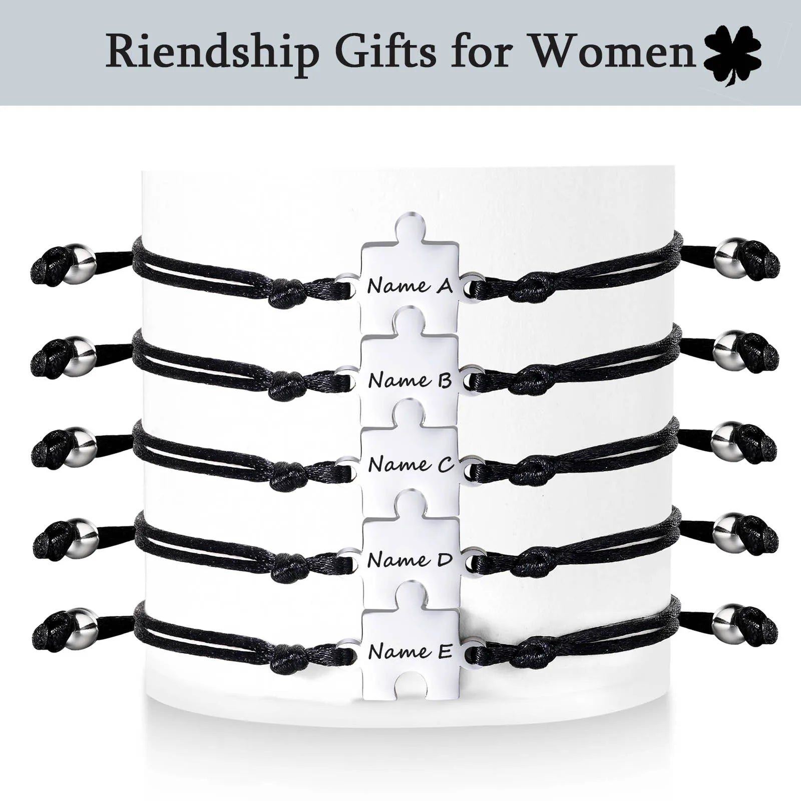 1-5PCS/Pack Customize Rope Jigsaw Bracelet for Women Men Engraving Friendship Sister Bracelets Mother Father Birthday Jewelry