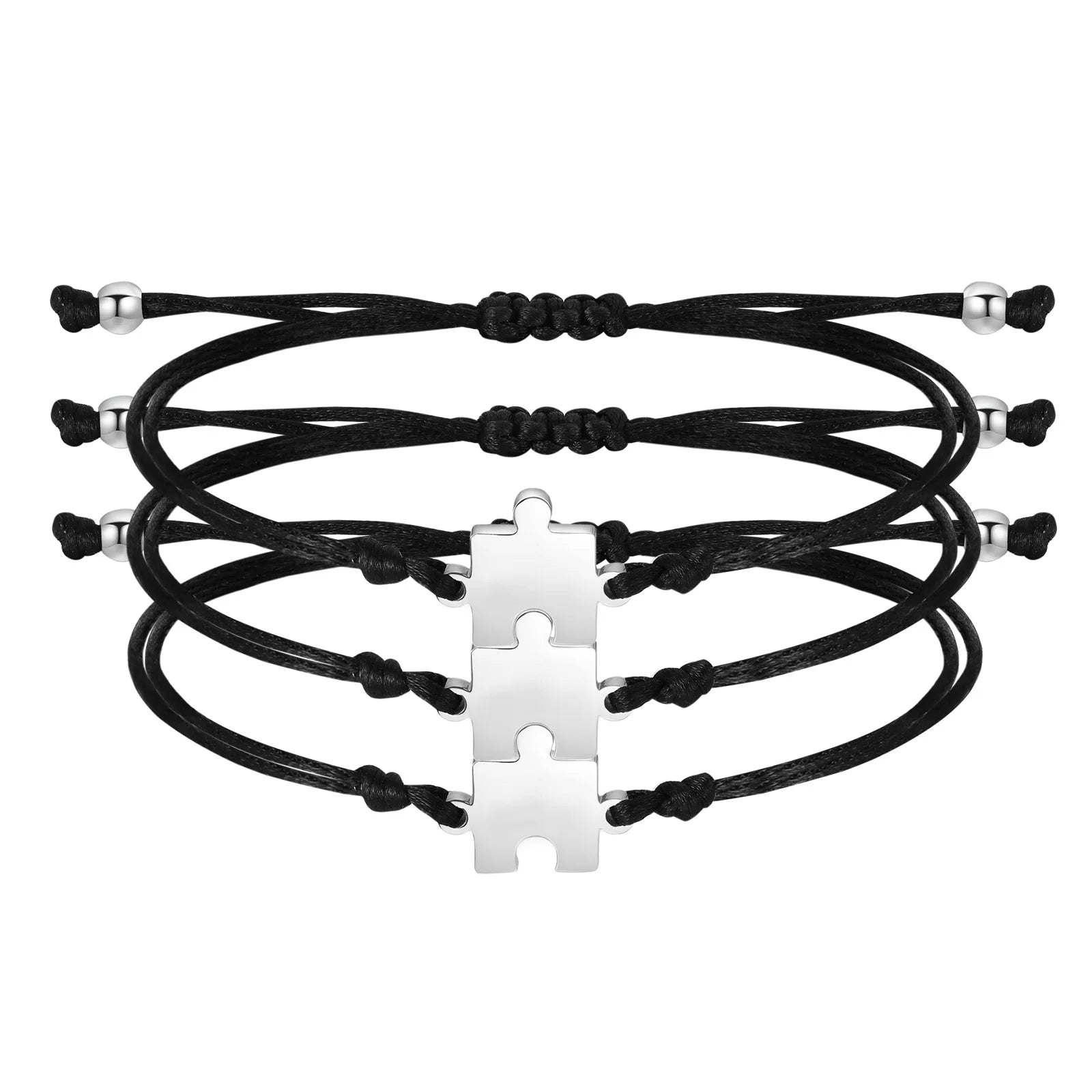 1-5PCS/Pack Customize Rope Jigsaw Bracelet for Women Men Engraving Friendship Sister Bracelets Mother Father Birthday Jewelry