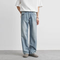 Men's Washed Light Jeans 2025 Summer New Style Ripped Loose Straight Trousers Thin Fashion Casual Jeans Trousers 28-36
